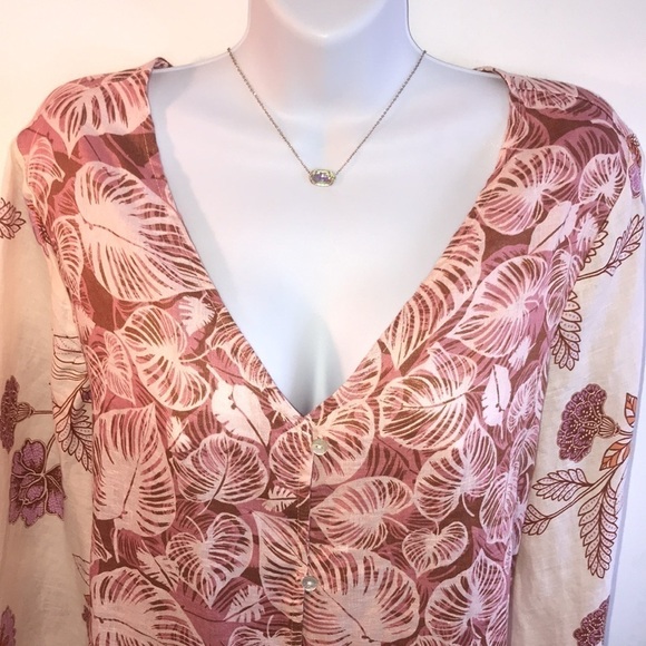 NEW Tahari 100% Linen Pink Floral Button Down Top Size Small - Picture 4 of 15